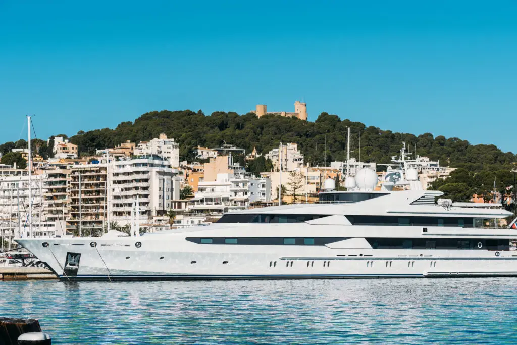 Video Production Services in Spain palma de mallorca, spain skyline at the port with yachts in the early morning.